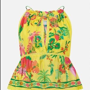 NWT FARM Rio Top Yellow Ruffled Tiered in Fruit Garden